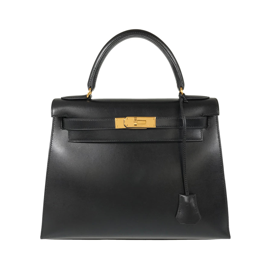 HERMES □C (Made in 1999) Box calf Gold Hardware Handbag