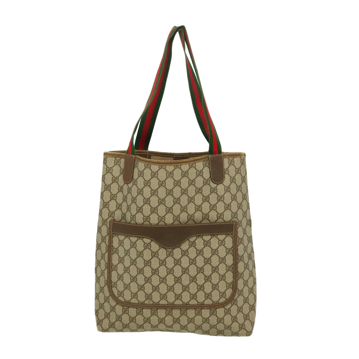 GUCCI Web Sherry Line GG Canvas Tote Bag Beige Red Green  fm1307