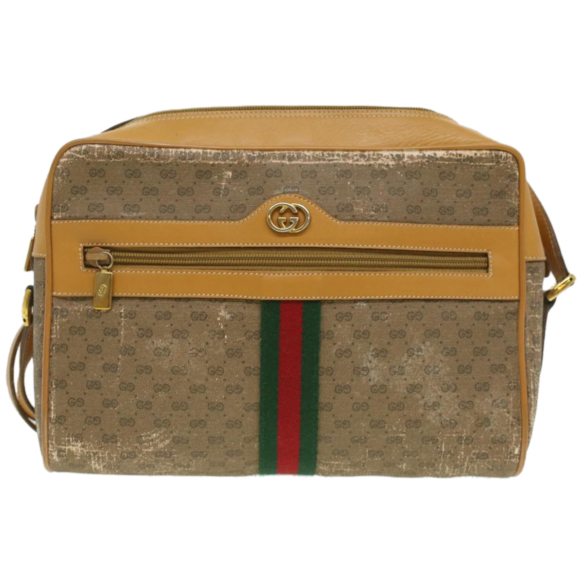 GUCCI Micro GG Canvas Web Sherry Line Shoulder Bag Beige Red Green  fm1935