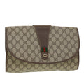 GUCCI GG Canvas Web Sherry Line Clutch Bag Beige Red 156.01.031  fm2132