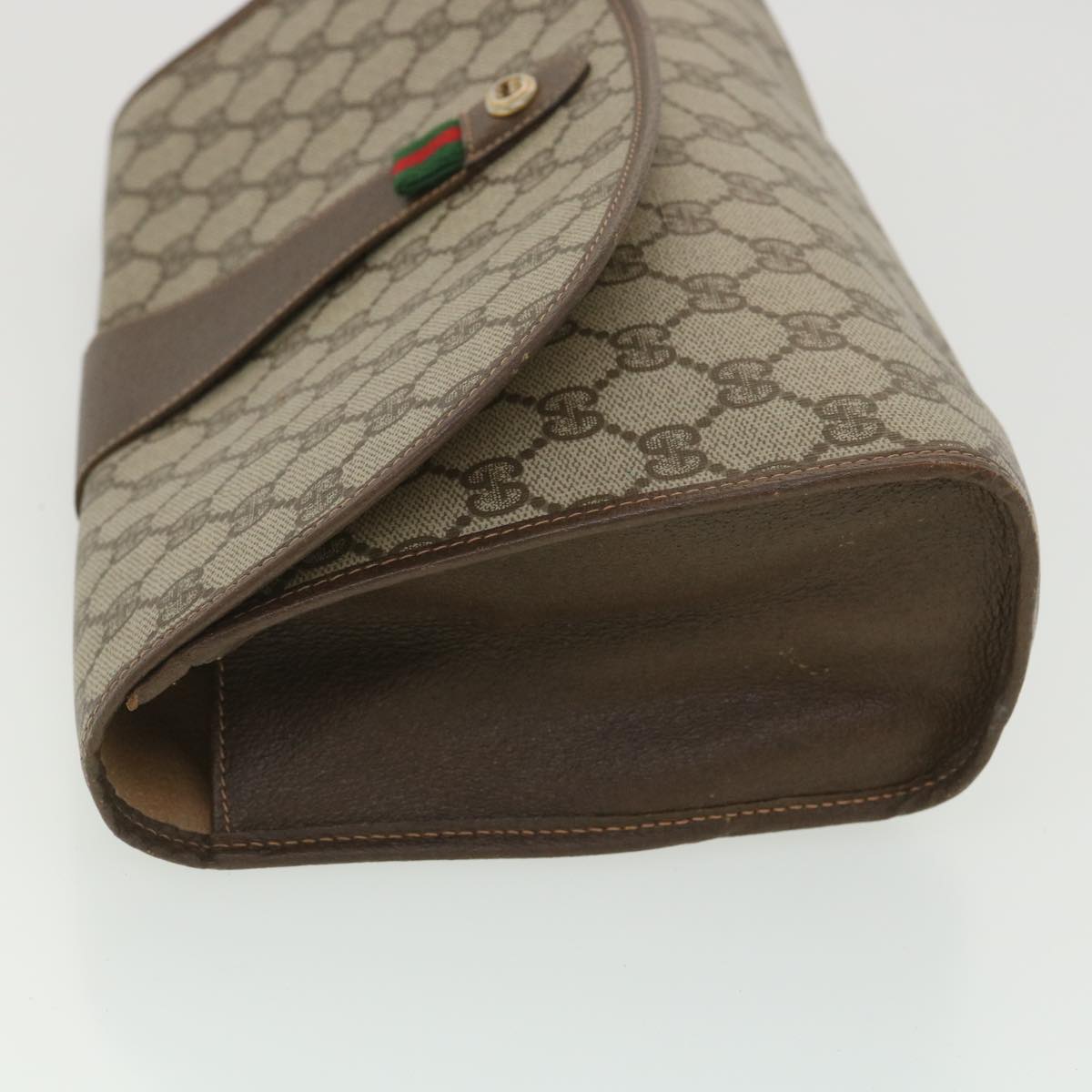 GUCCI GG Canvas Web Sherry Line Clutch Bag Beige Red 156.01.031  fm2132