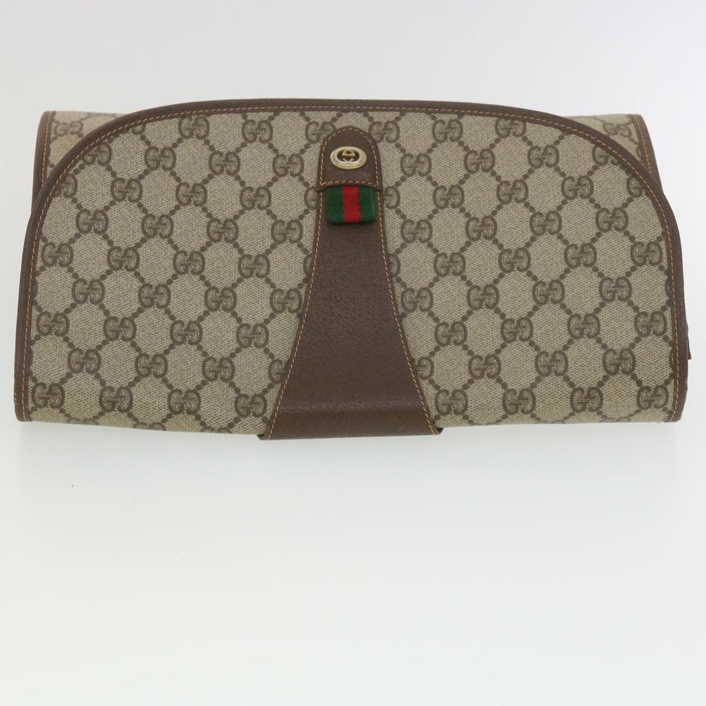 GUCCI GG Canvas Web Sherry Line Clutch Bag Beige Red 156.01.031  fm2132