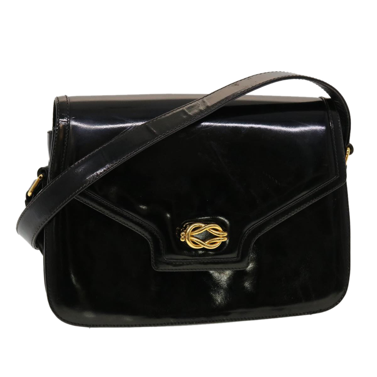 GUCCI Shoulder Bag Patent leather Black  fm2405