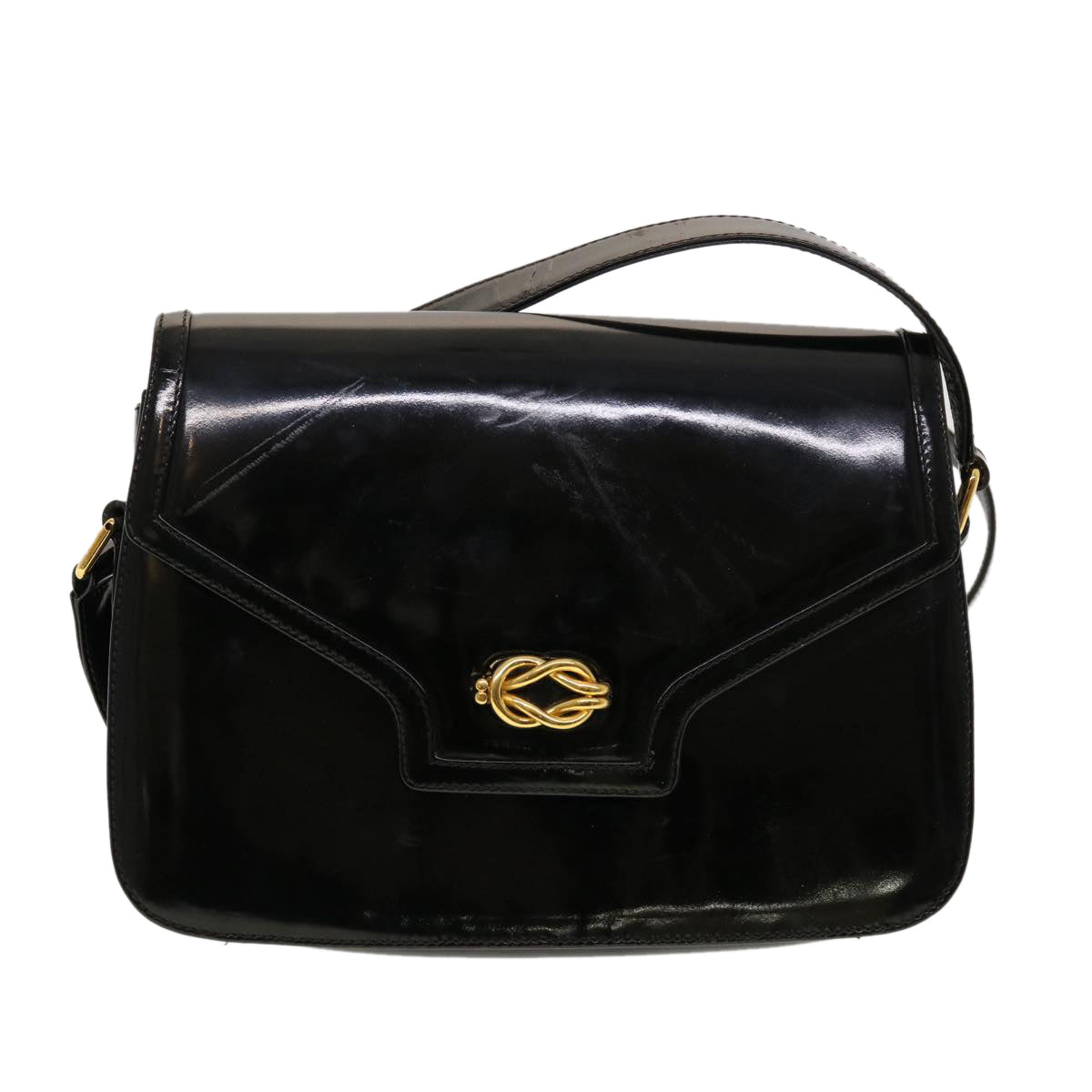 GUCCI Shoulder Bag Patent leather Black  fm2405