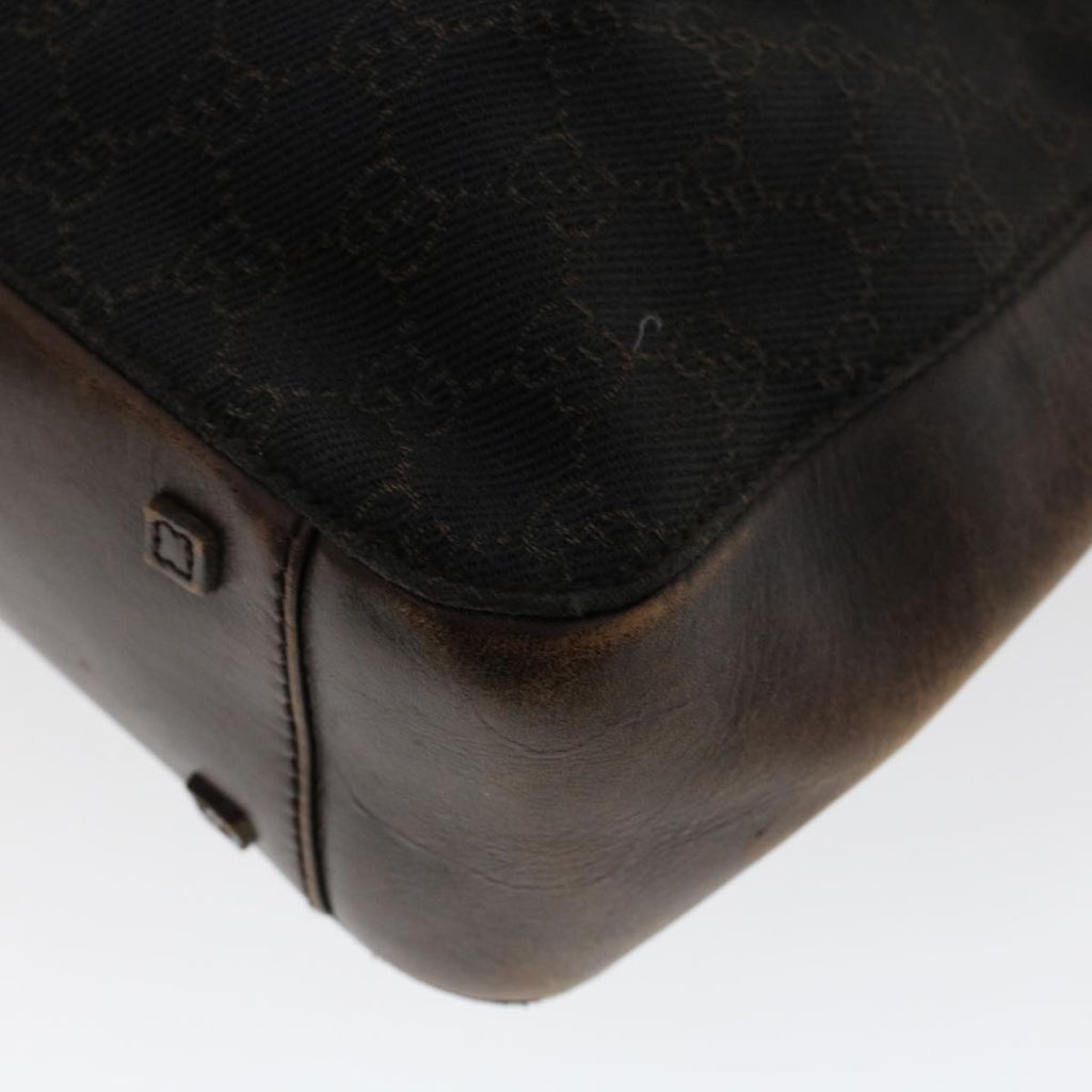 GUCCI GG Canvas Tote Bag Canvas Leather Dark Brown  fm2491
