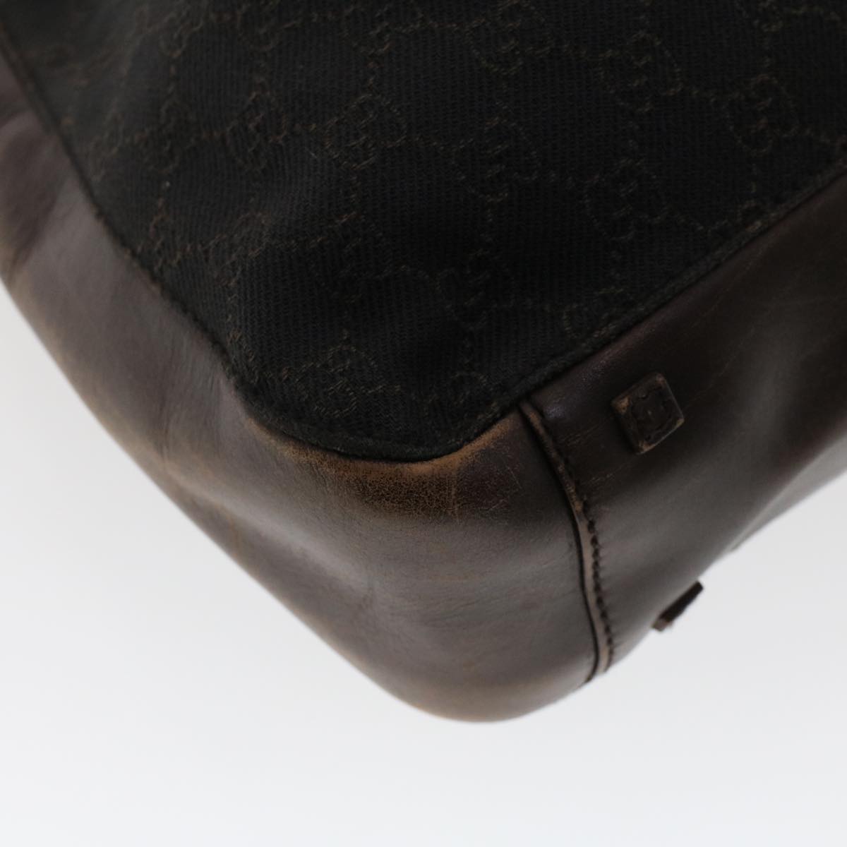GUCCI GG Canvas Tote Bag Canvas Leather Dark Brown  fm2491