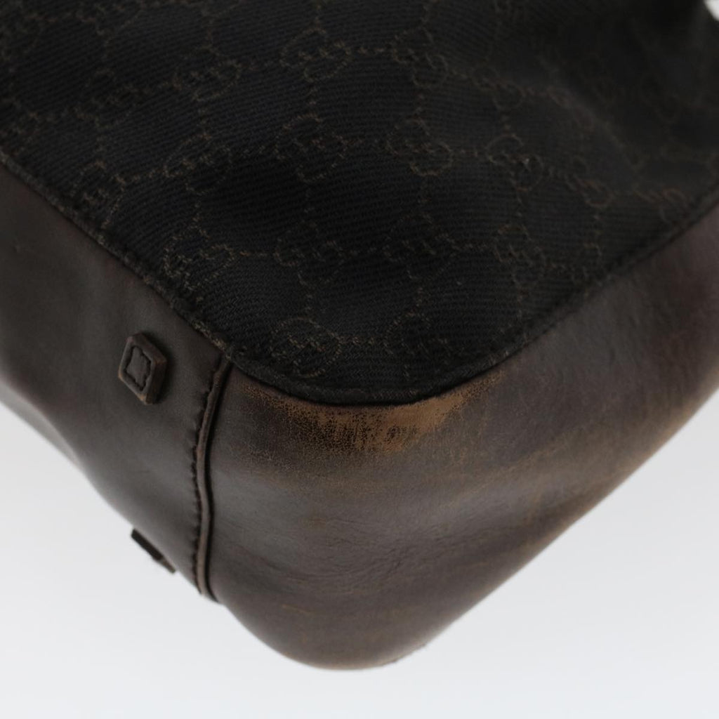 GUCCI GG Canvas Tote Bag Canvas Leather Dark Brown  fm2491