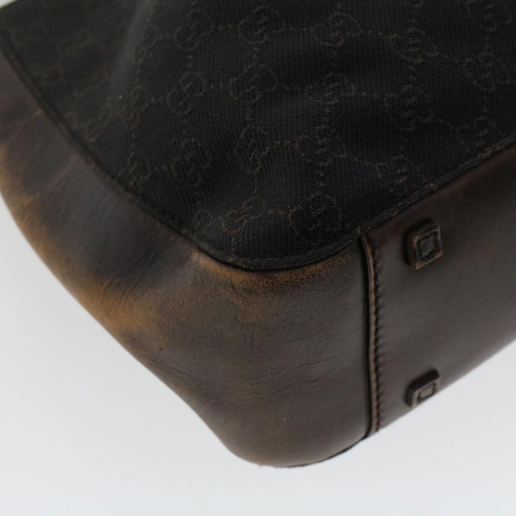 GUCCI GG Canvas Tote Bag Canvas Leather Dark Brown  fm2491