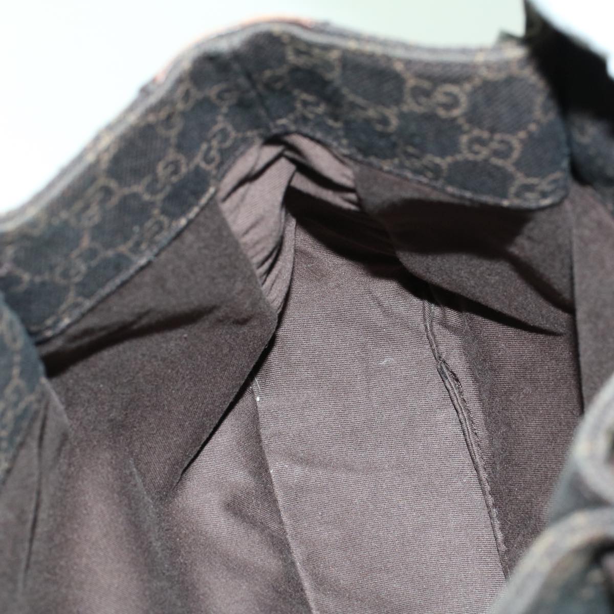 GUCCI GG Canvas Tote Bag Canvas Leather Dark Brown  fm2491