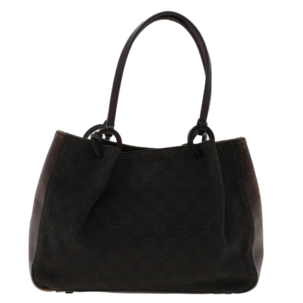 GUCCI GG Canvas Tote Bag Canvas Leather Dark Brown  fm2491