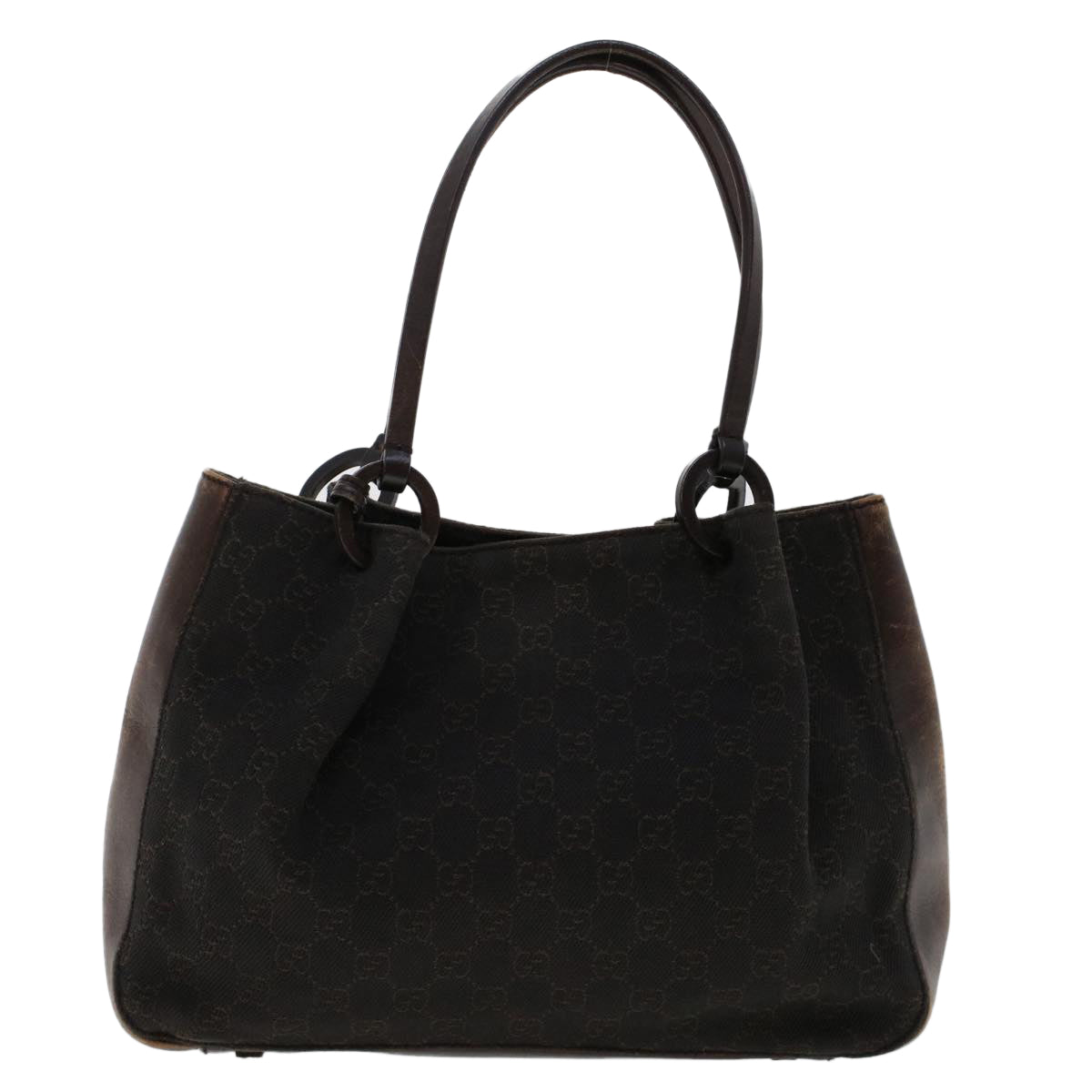 GUCCI GG Canvas Tote Bag Canvas Leather Dark Brown  fm2491