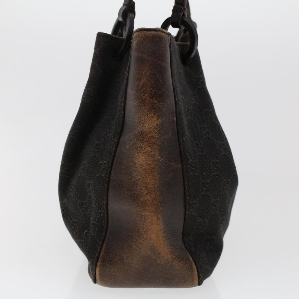 GUCCI GG Canvas Tote Bag Canvas Leather Dark Brown  fm2491