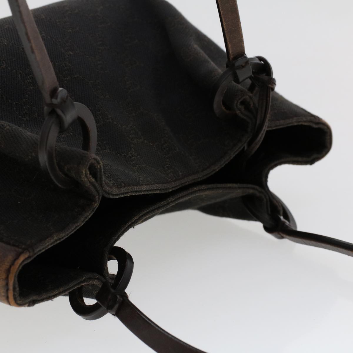 GUCCI GG Canvas Tote Bag Canvas Leather Dark Brown  fm2491