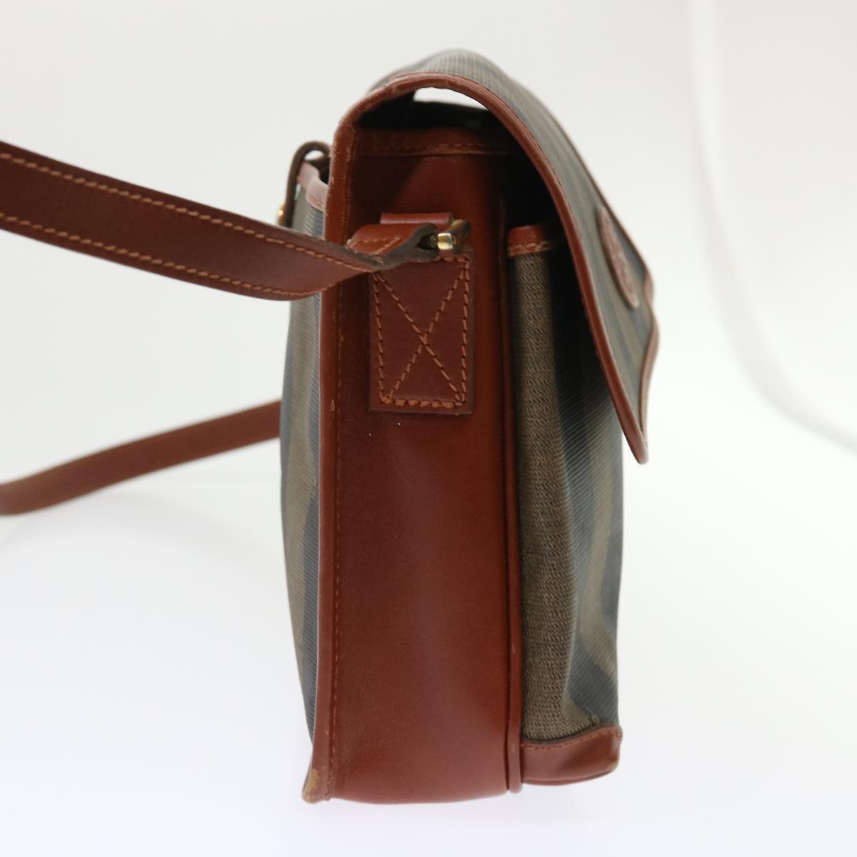 FENDI Pecan Canvas Shoulder Bag Black Brown  fm2527