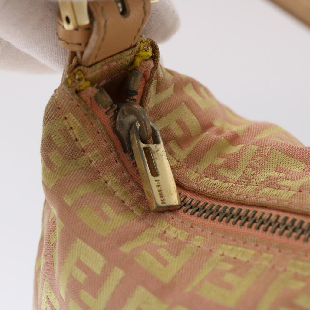 FENDI Zucchino Canvas Hand Bag Pink Gold  fm2528