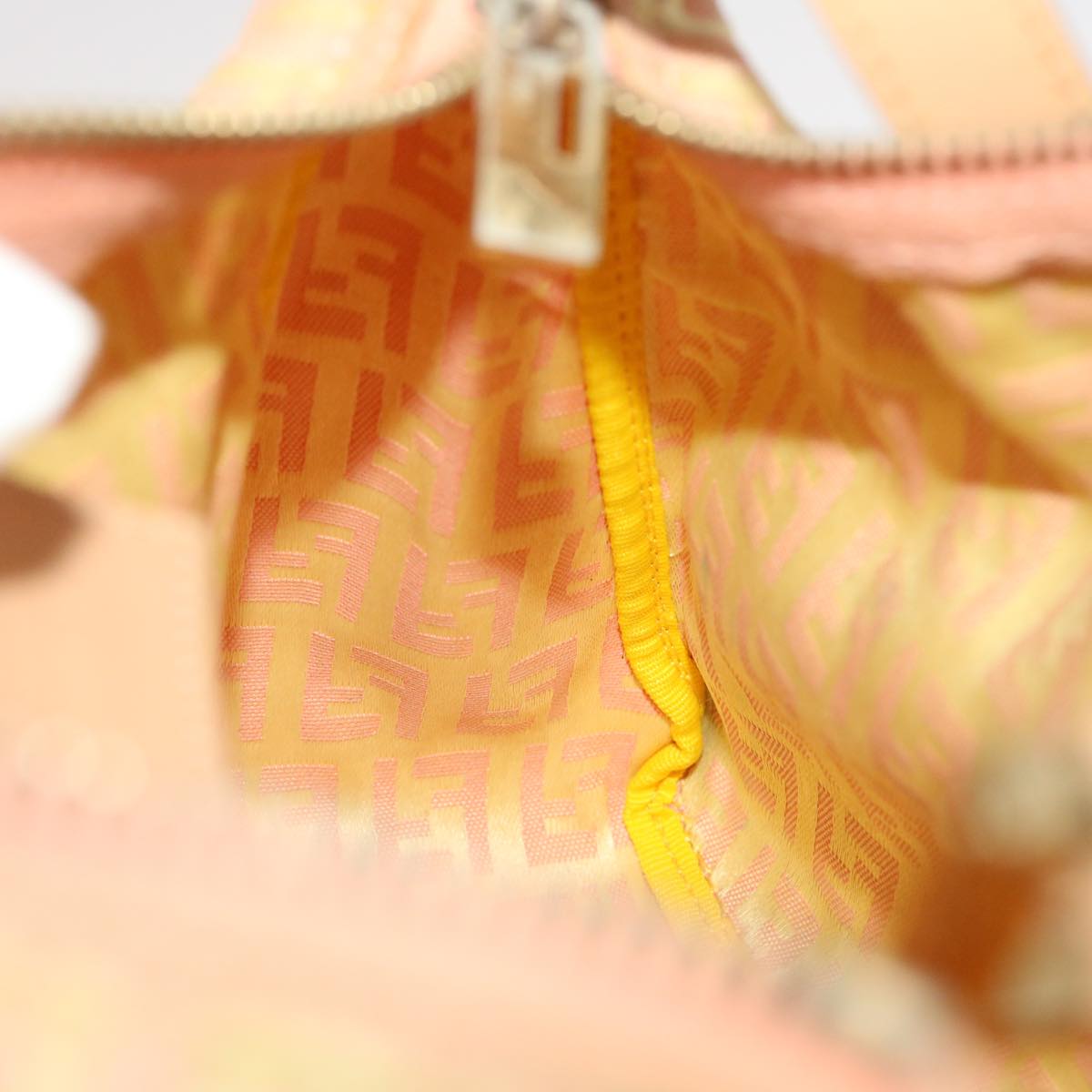 FENDI Zucchino Canvas Hand Bag Pink Gold  fm2528