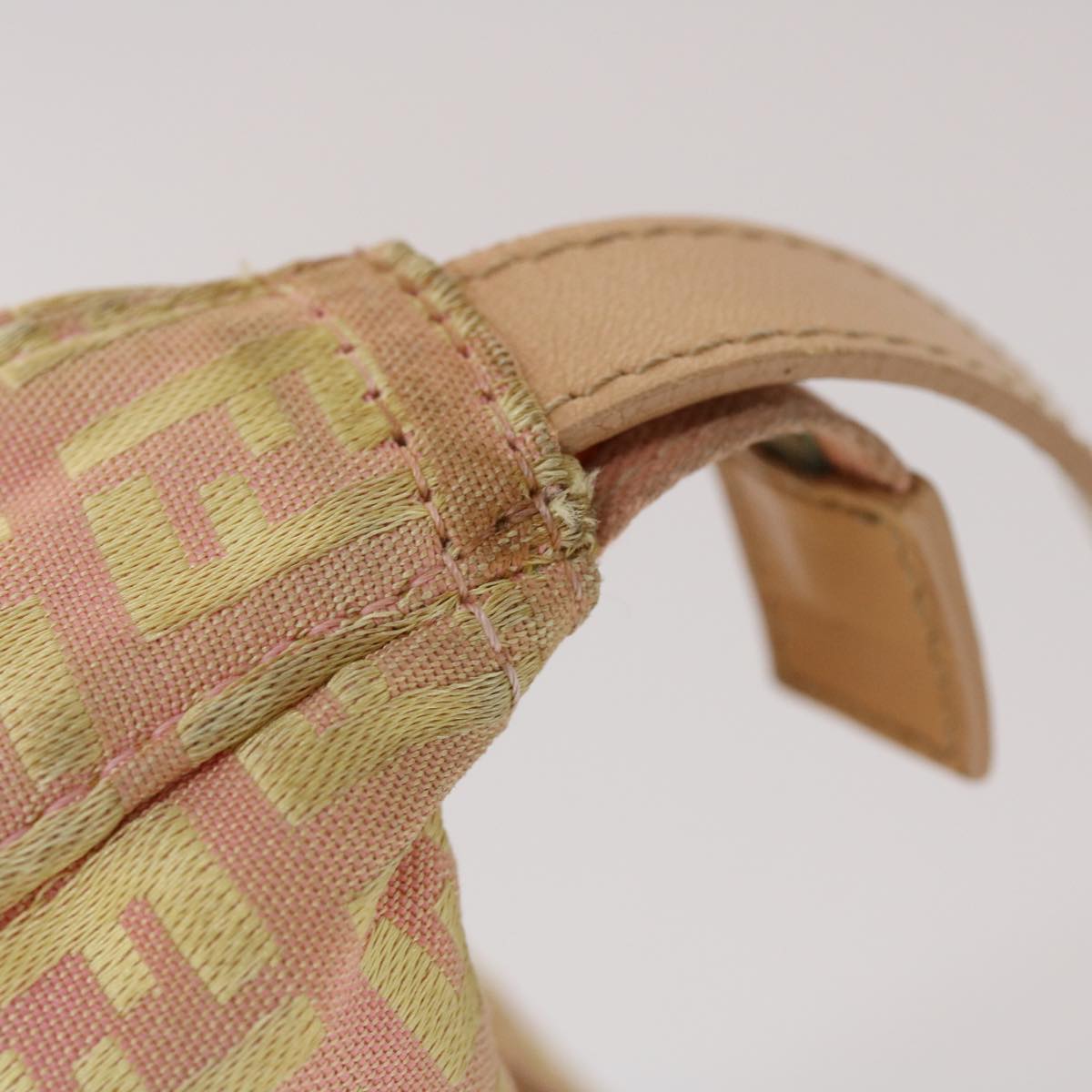 FENDI Zucchino Canvas Hand Bag Pink Gold  fm2528