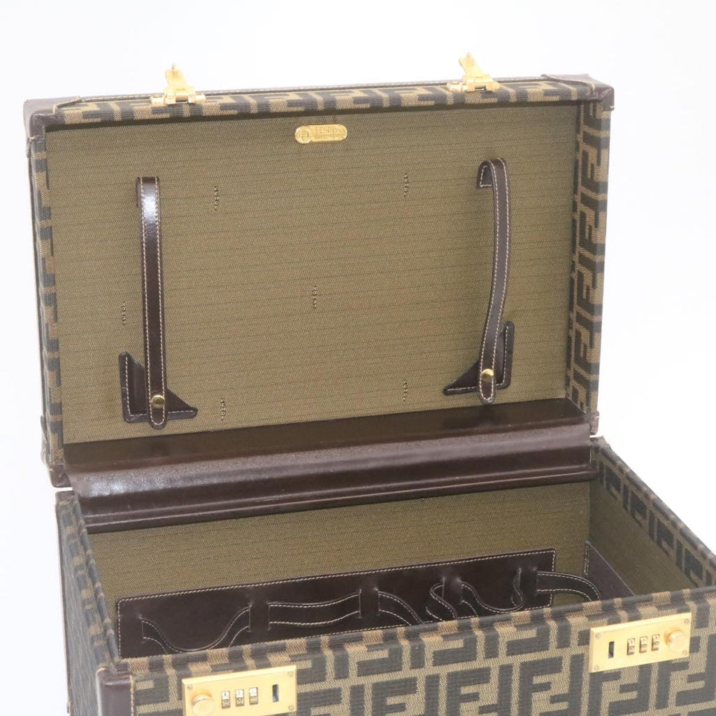 FENDI Zucca Canvas Vanity box Hand Bag Brown  fm664A