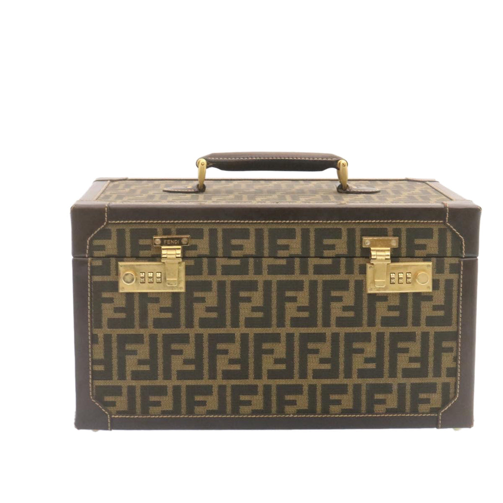 FENDI Zucca Canvas Vanity box Hand Bag Brown  fm664A