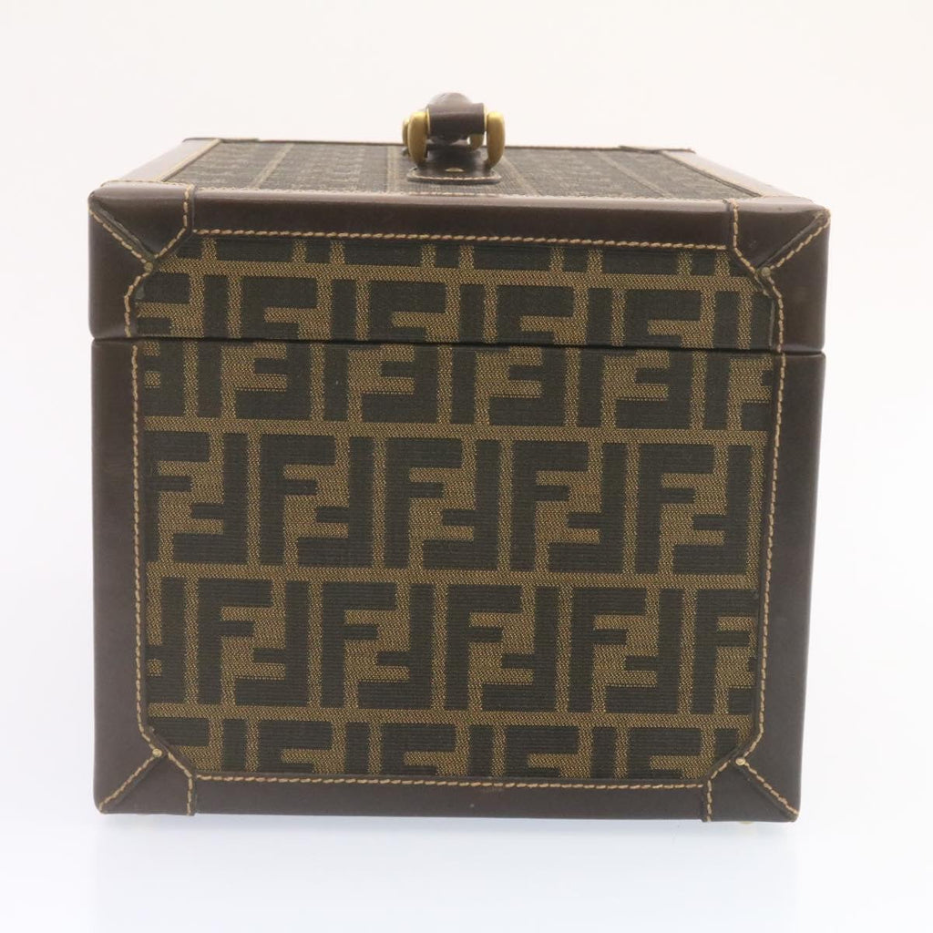 FENDI Zucca Canvas Vanity box Hand Bag Brown Auth fm664A