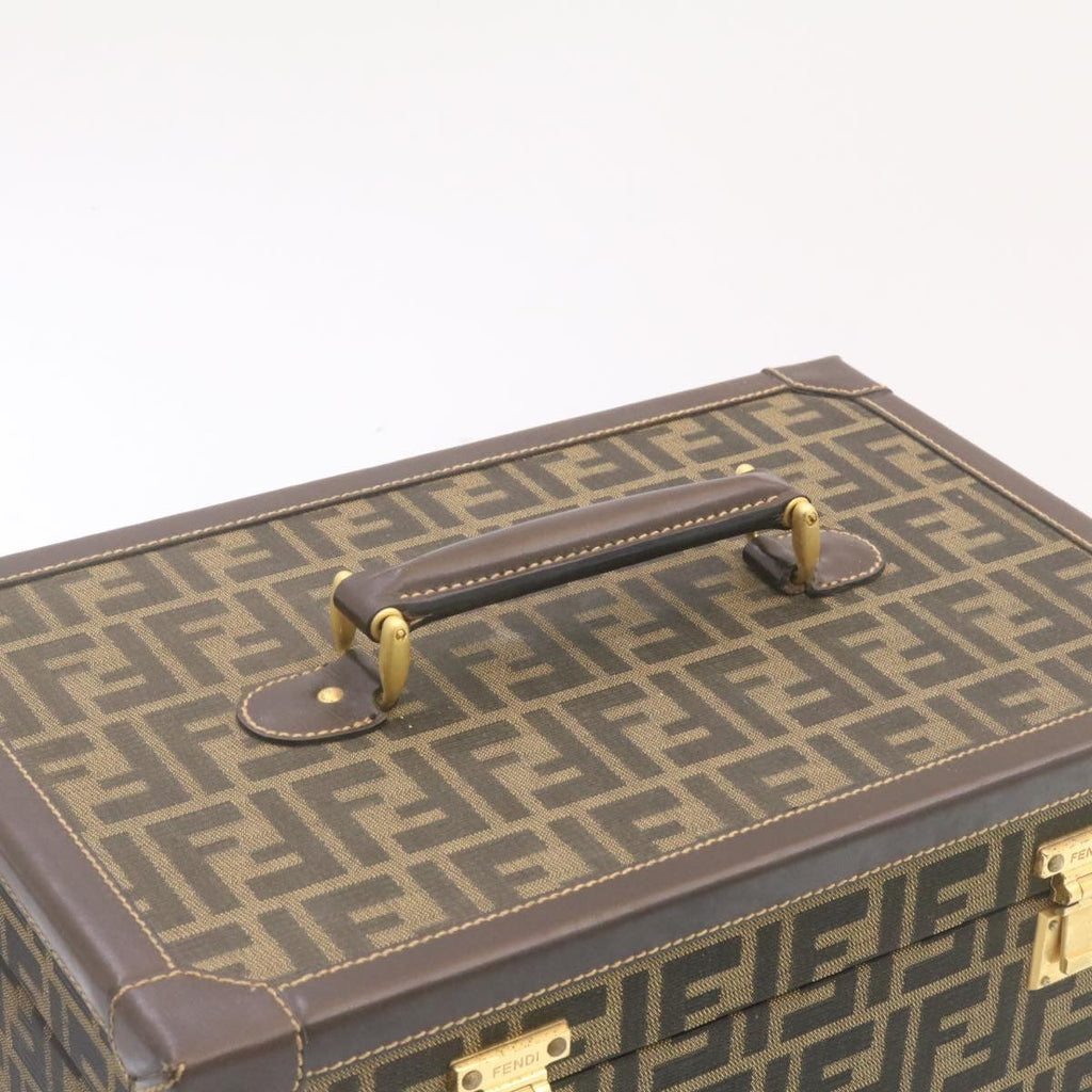 FENDI Zucca Canvas Vanity box Hand Bag Brown  fm664A