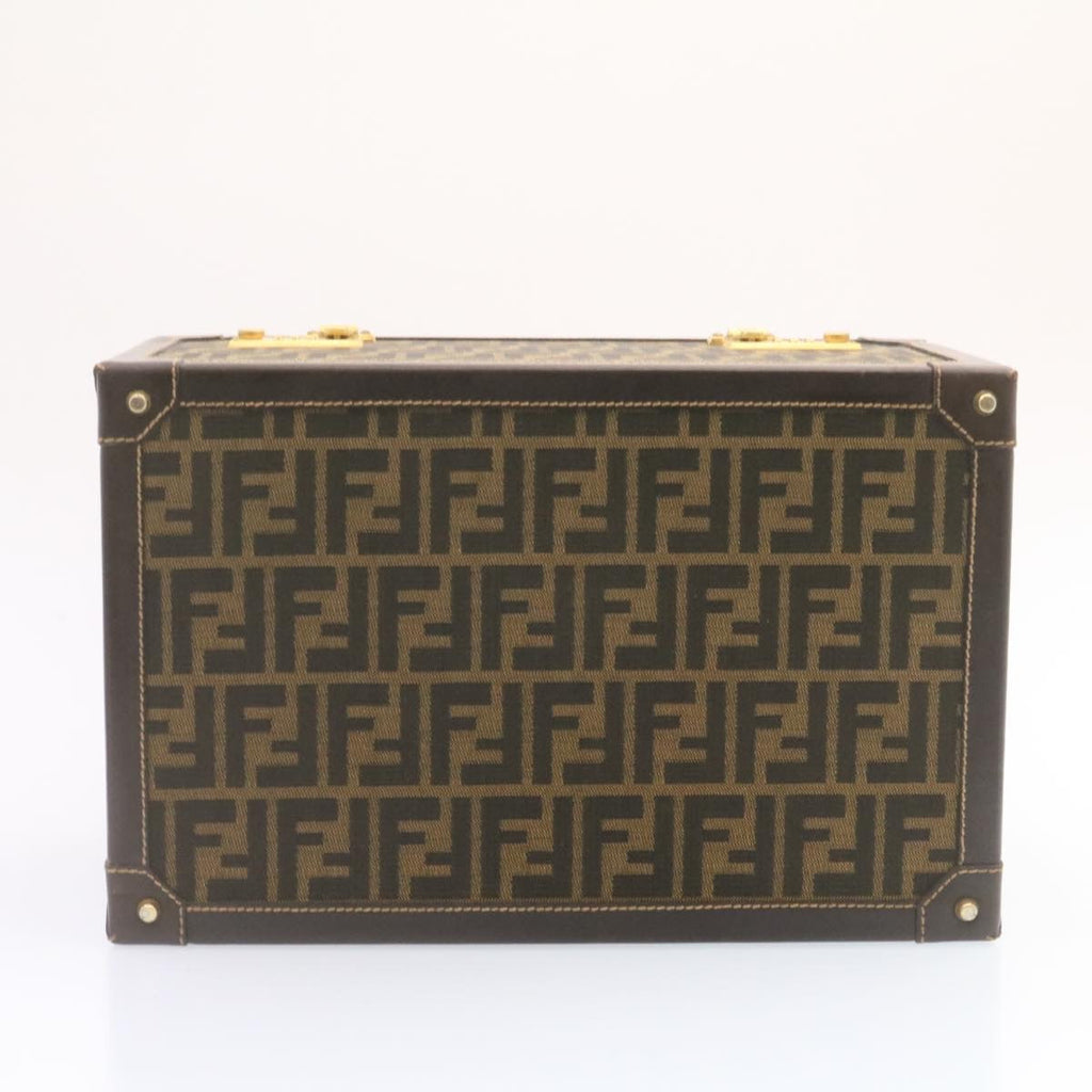FENDI Zucca Canvas Vanity box Hand Bag Brown Auth fm664A