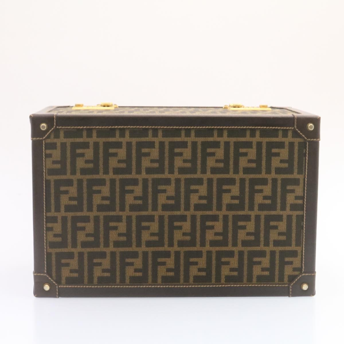 FENDI Zucca Canvas Vanity box Hand Bag Brown Auth fm664A