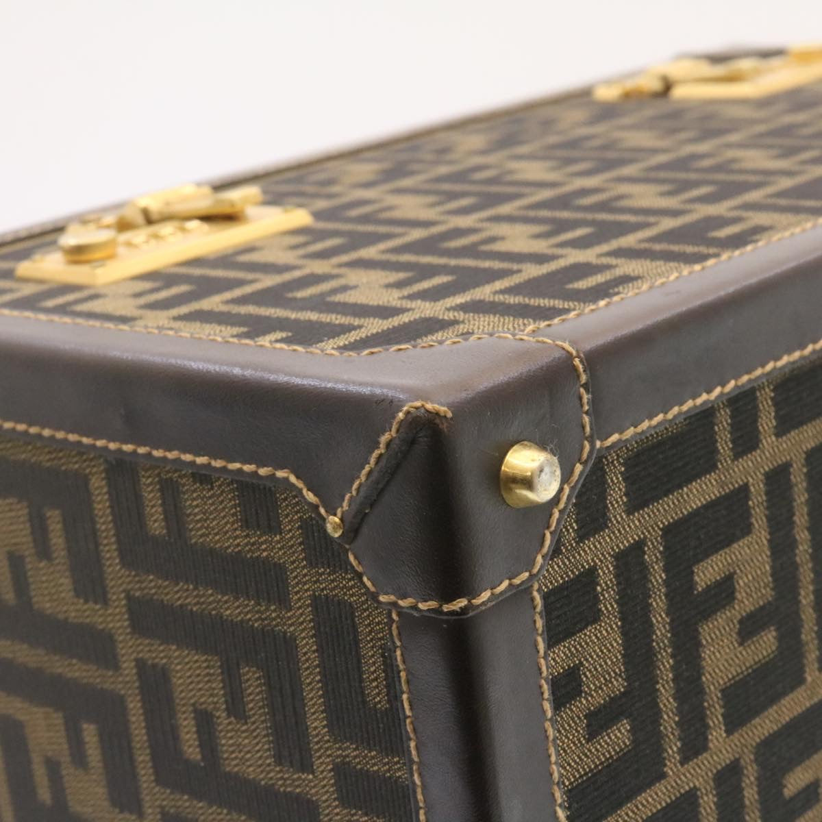 FENDI Zucca Canvas Vanity box Hand Bag Brown  fm664A