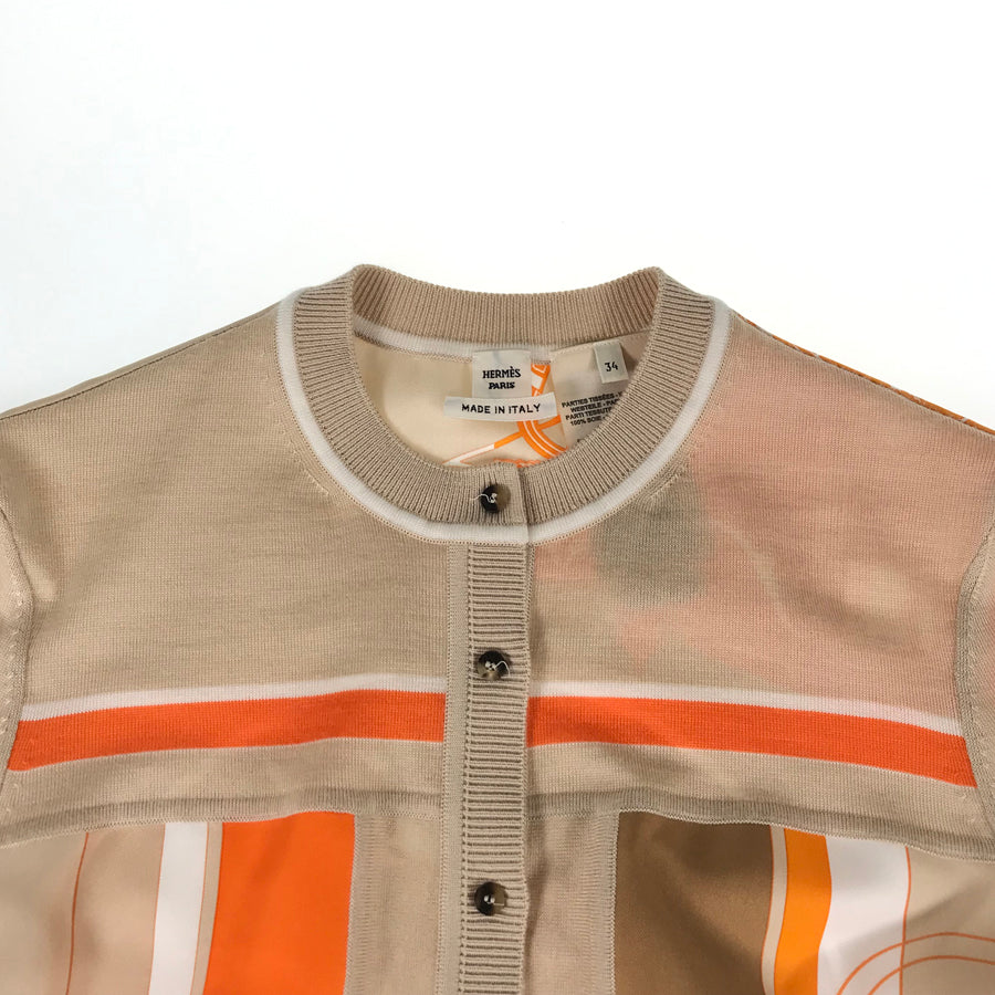 HERMES Twill Laine Exlibris Women's Cardigan