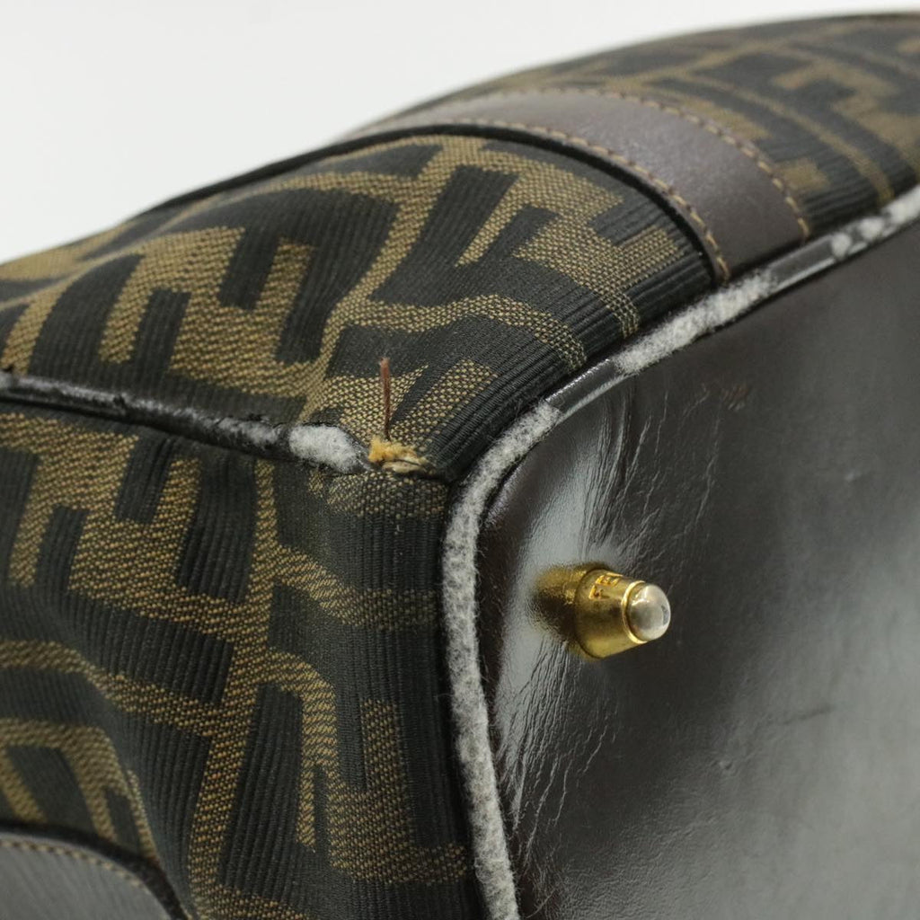 FENDI Zucca Canvas Hand Bag Black Brown  am092g