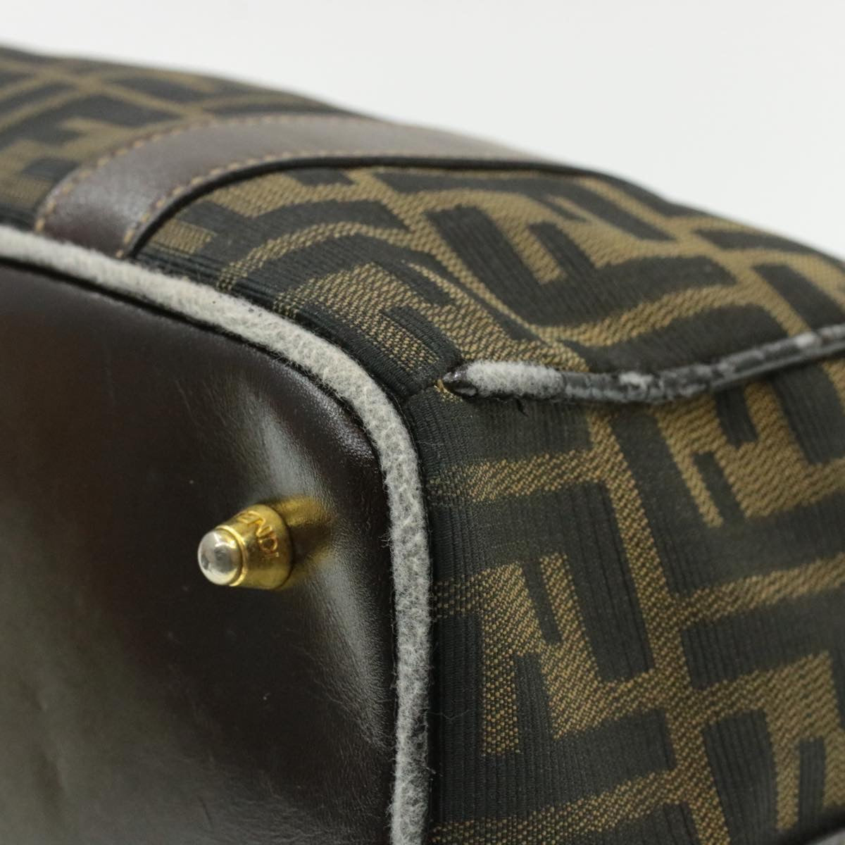 FENDI Zucca Canvas Hand Bag Black Brown  am092g