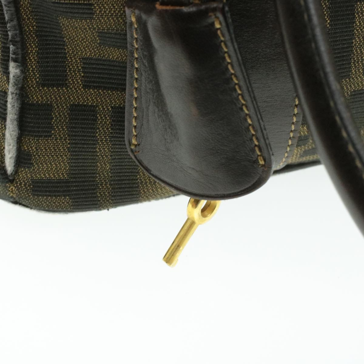 FENDI Zucca Canvas Hand Bag Black Brown  am092g