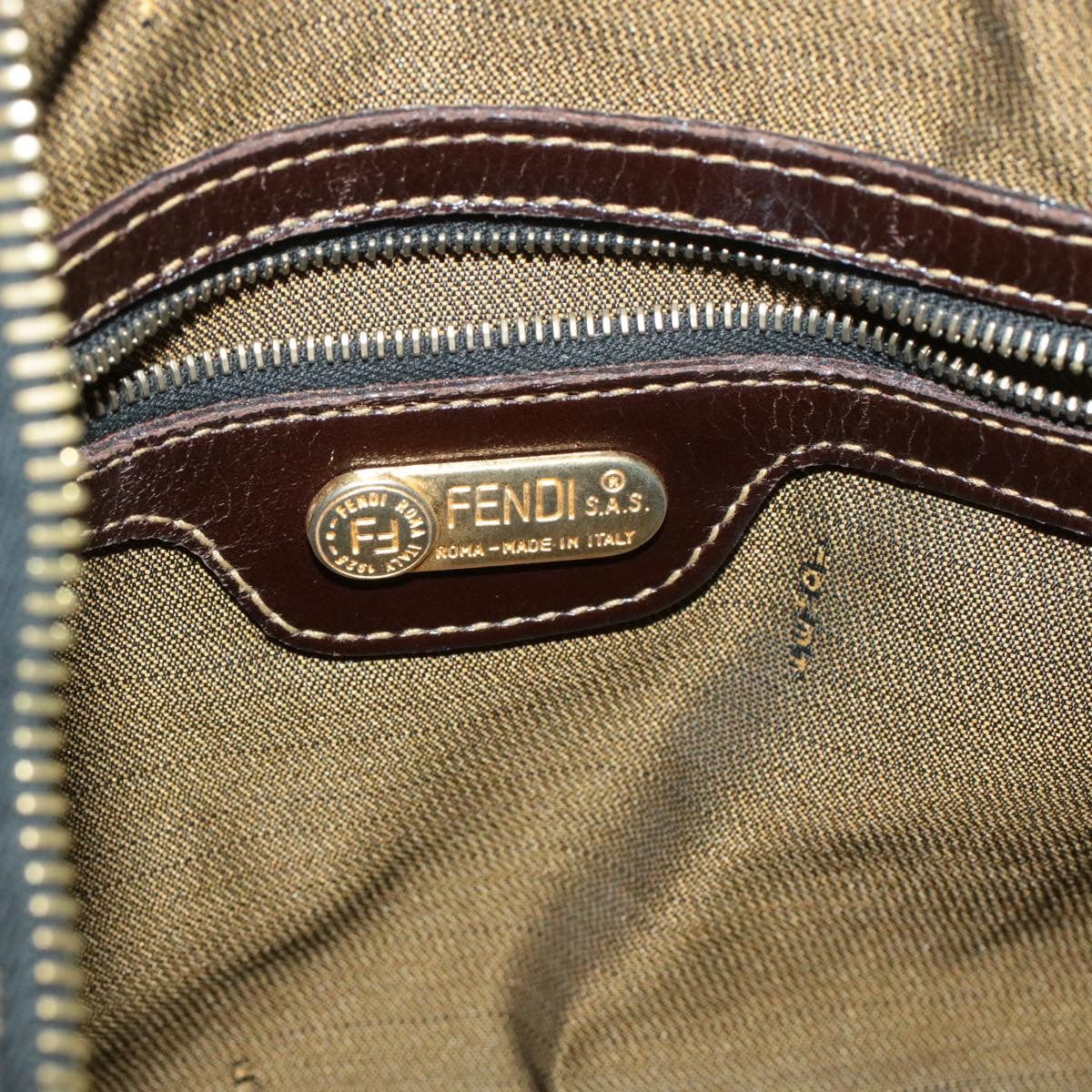 FENDI Zucca Canvas Hand Bag Black Brown  am092g
