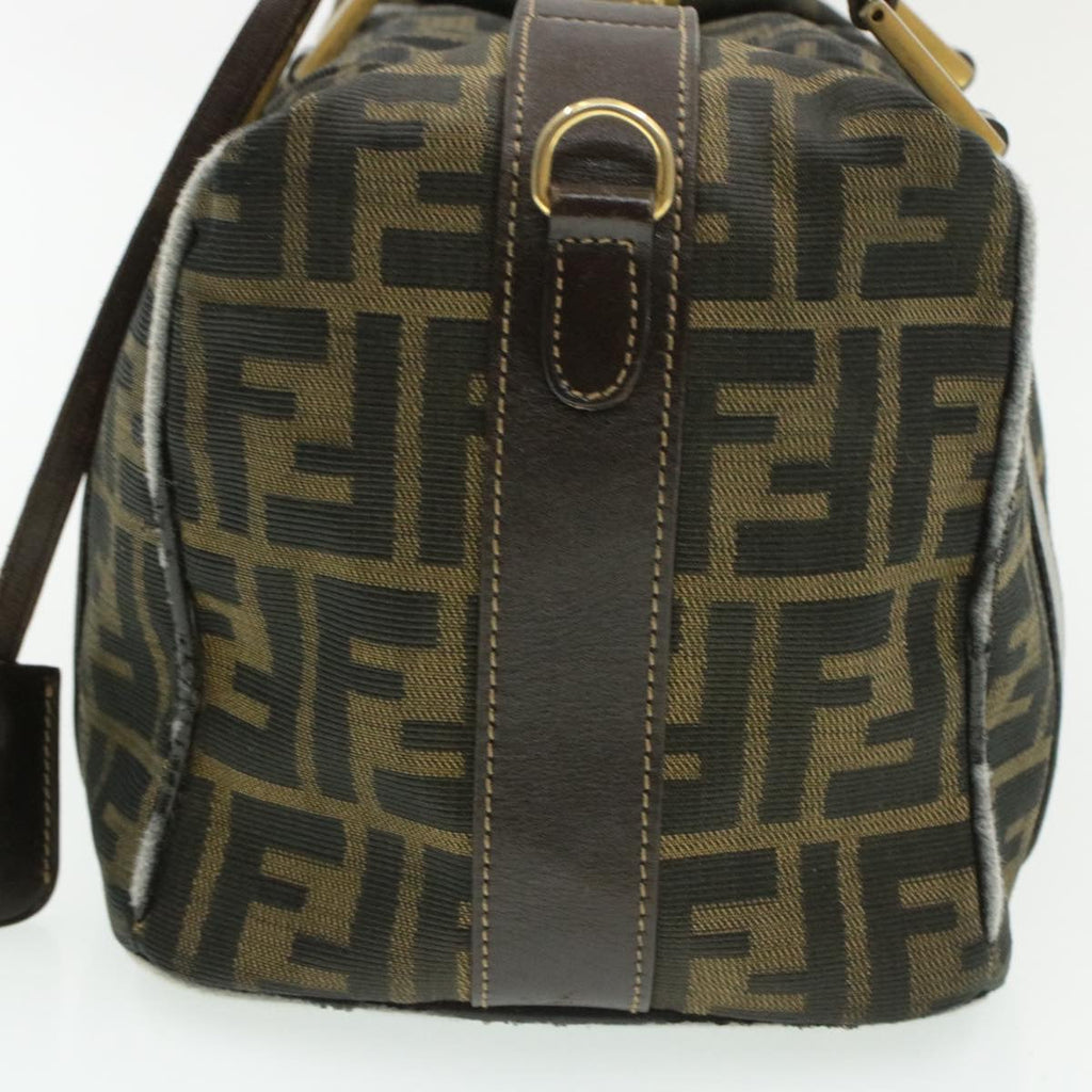 FENDI Zucca Canvas Hand Bag Black Brown  am092g