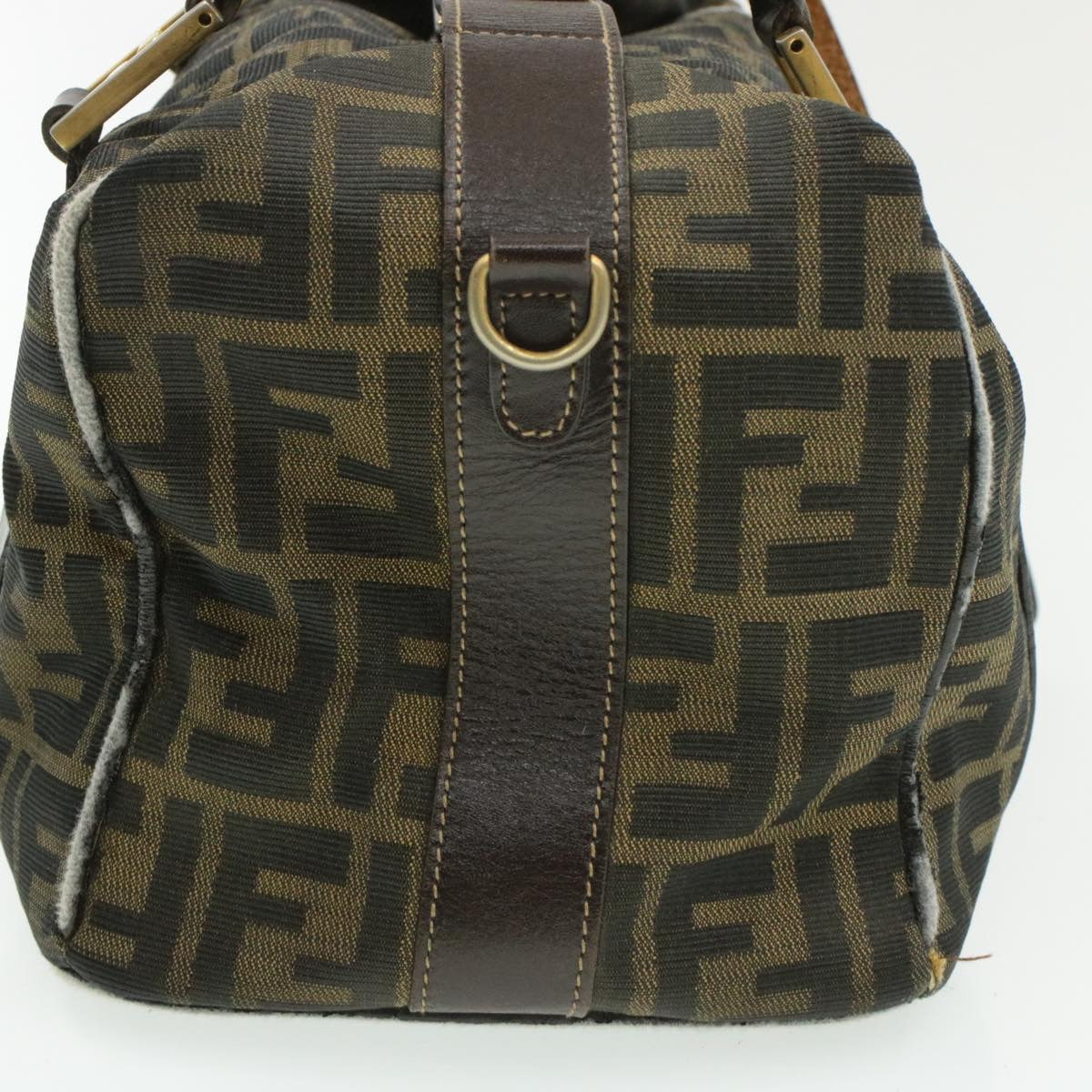FENDI Zucca Canvas Hand Bag Black Brown  am092g