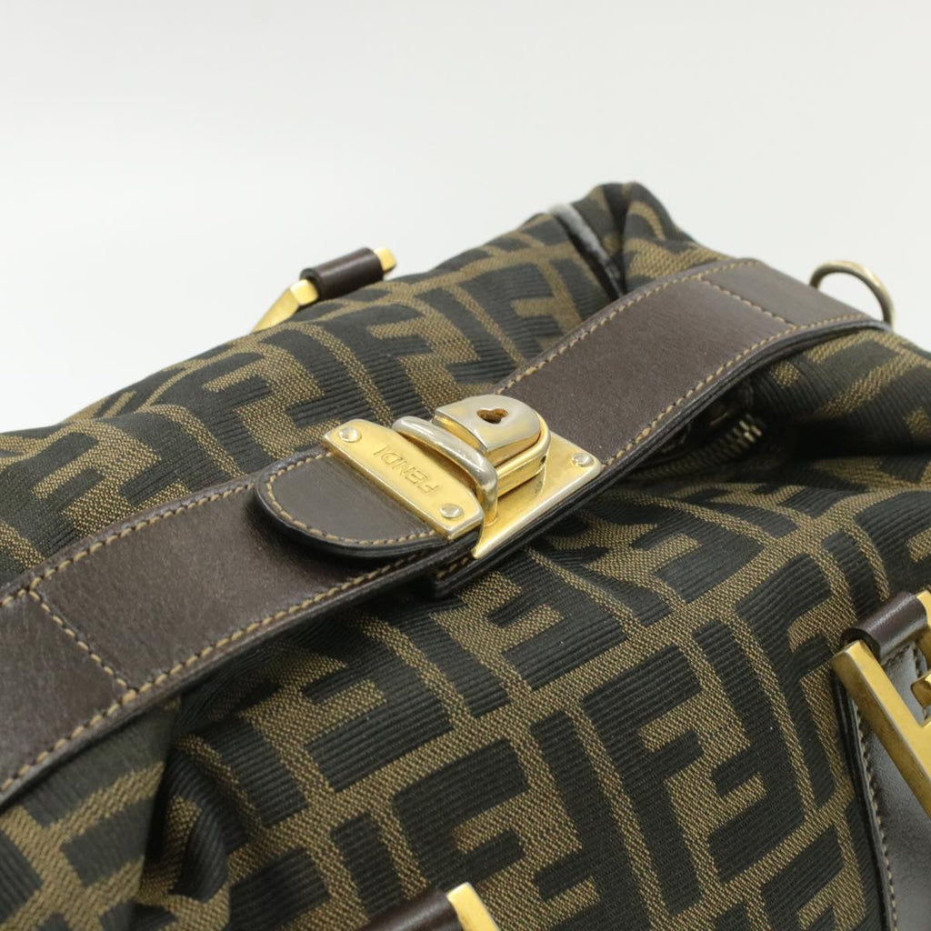 FENDI Zucca Canvas Hand Bag Black Brown  am092g
