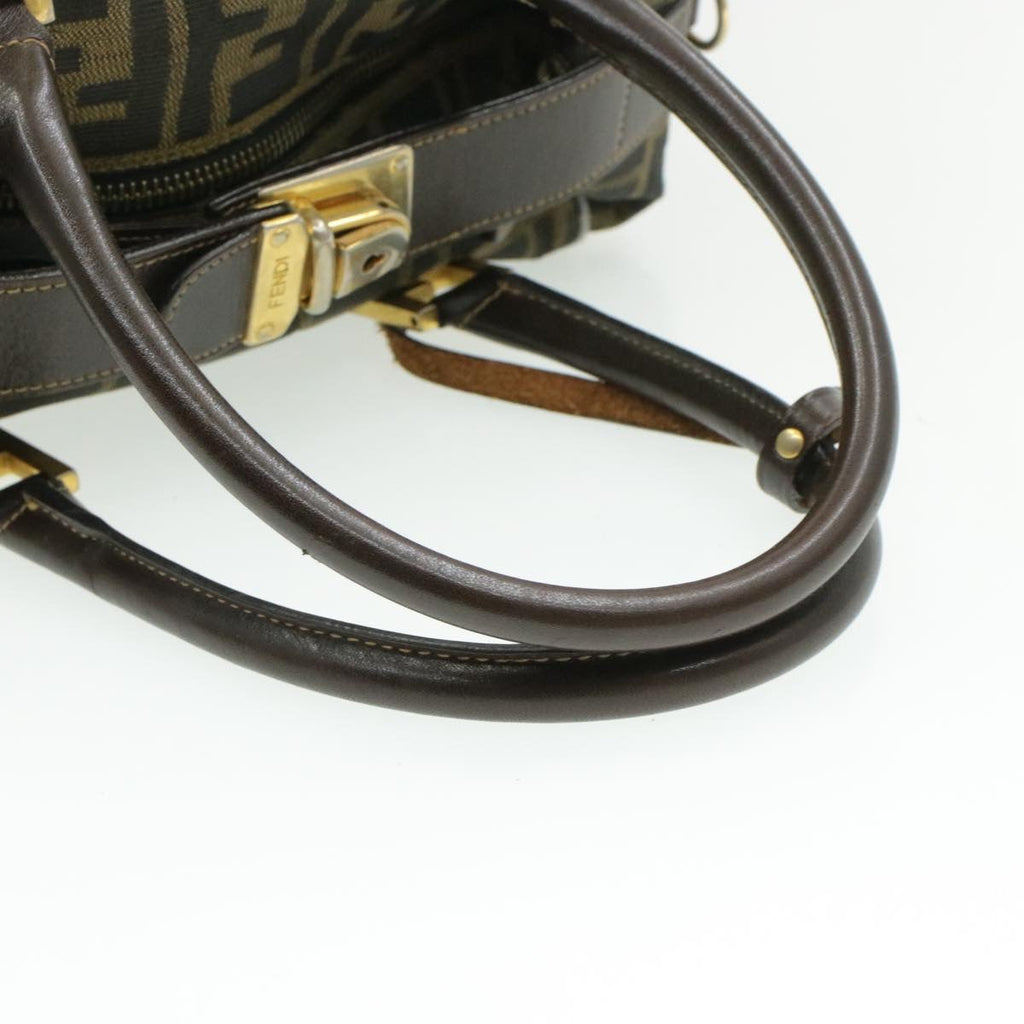 FENDI Zucca Canvas Hand Bag Black Brown  am092g