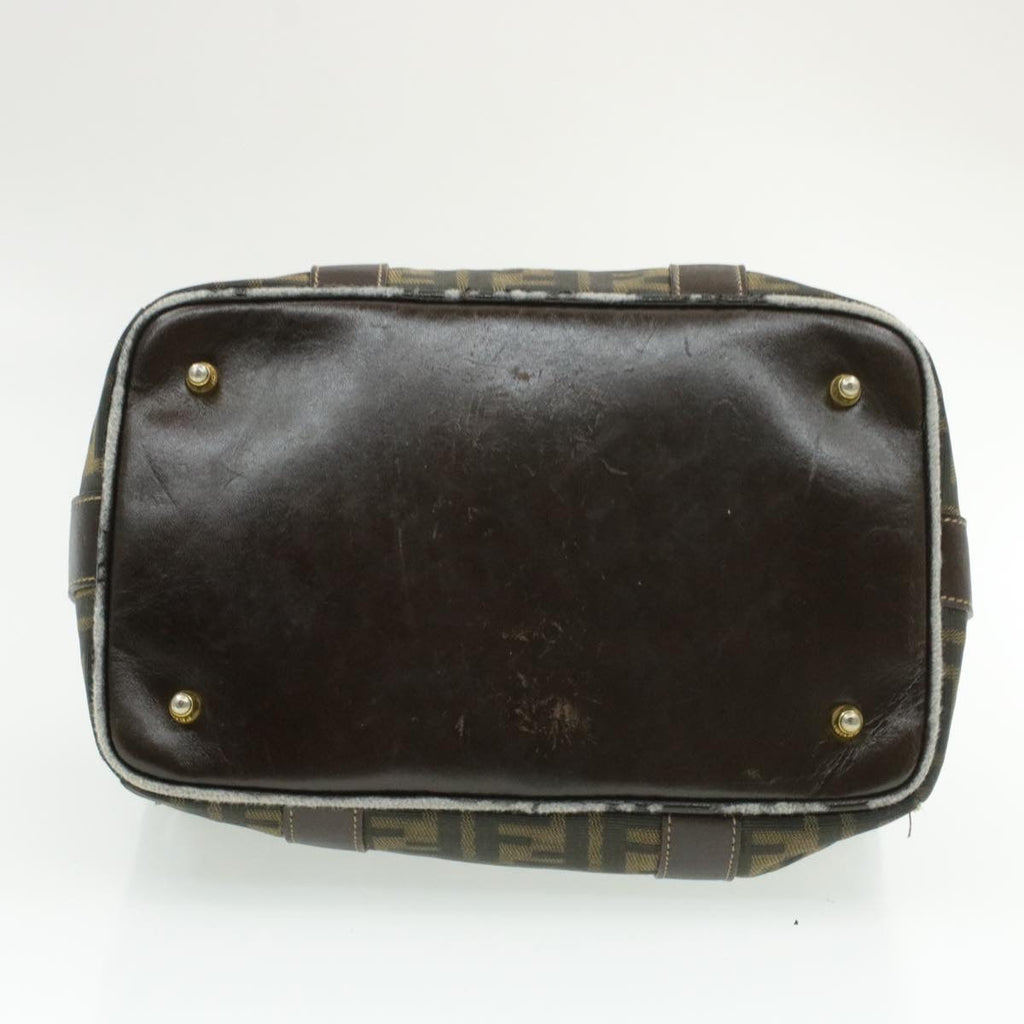 FENDI Zucca Canvas Hand Bag Black Brown  am092g