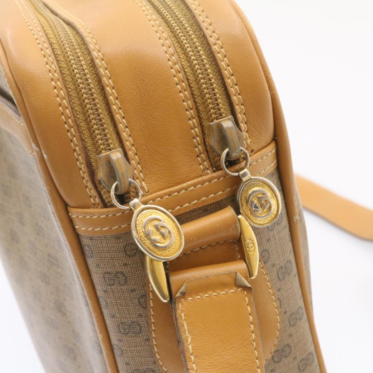GUCCI Micro GG Canvas Cross body Shoulder Bag PVC Leather Beige  am1195g