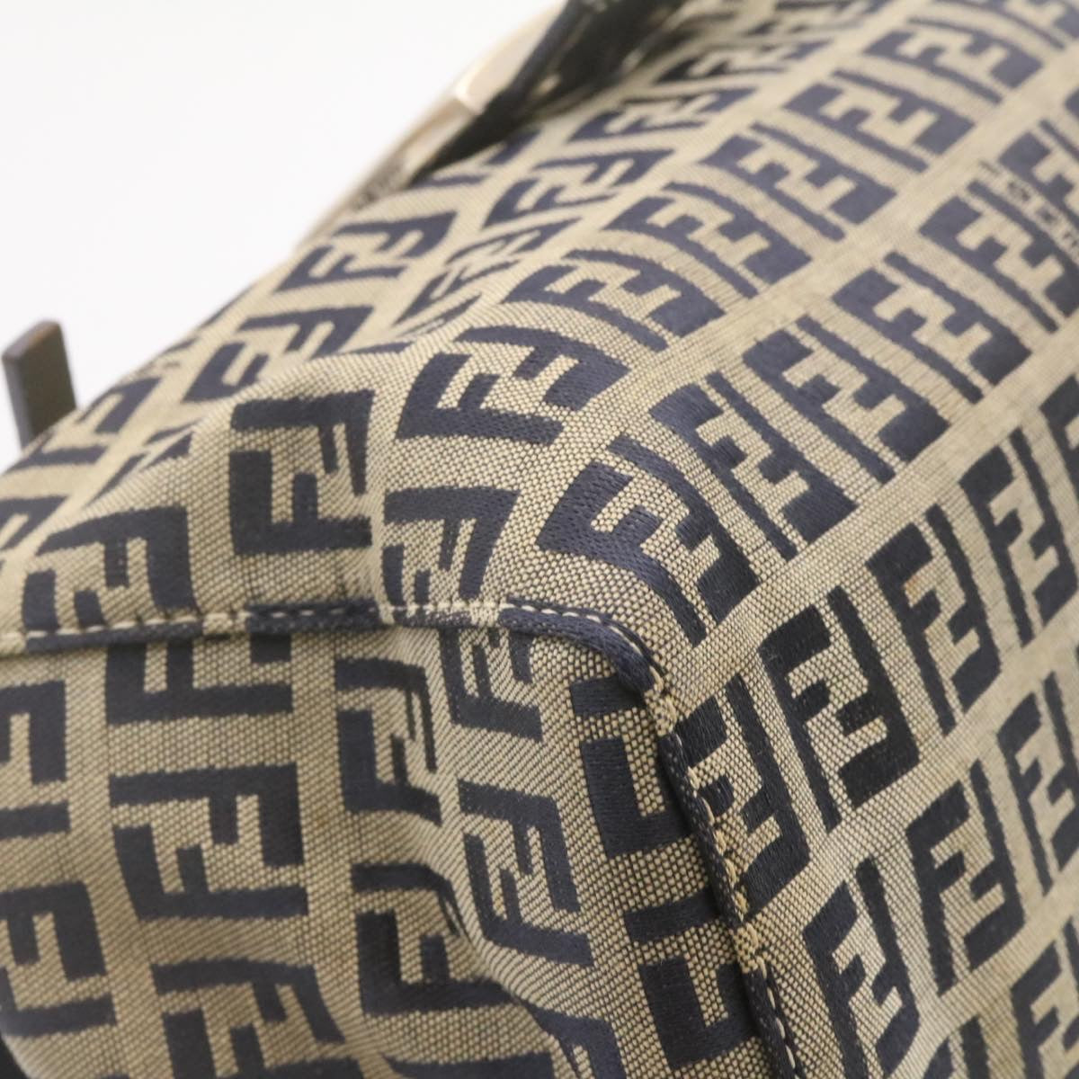 FENDI Zucchino Canvas Hand Bag Blue Navy Auth am1197g