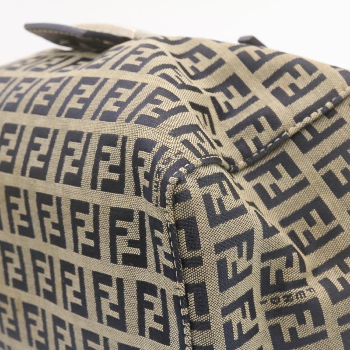 FENDI Zucchino Canvas Hand Bag Blue Navy Auth am1197g