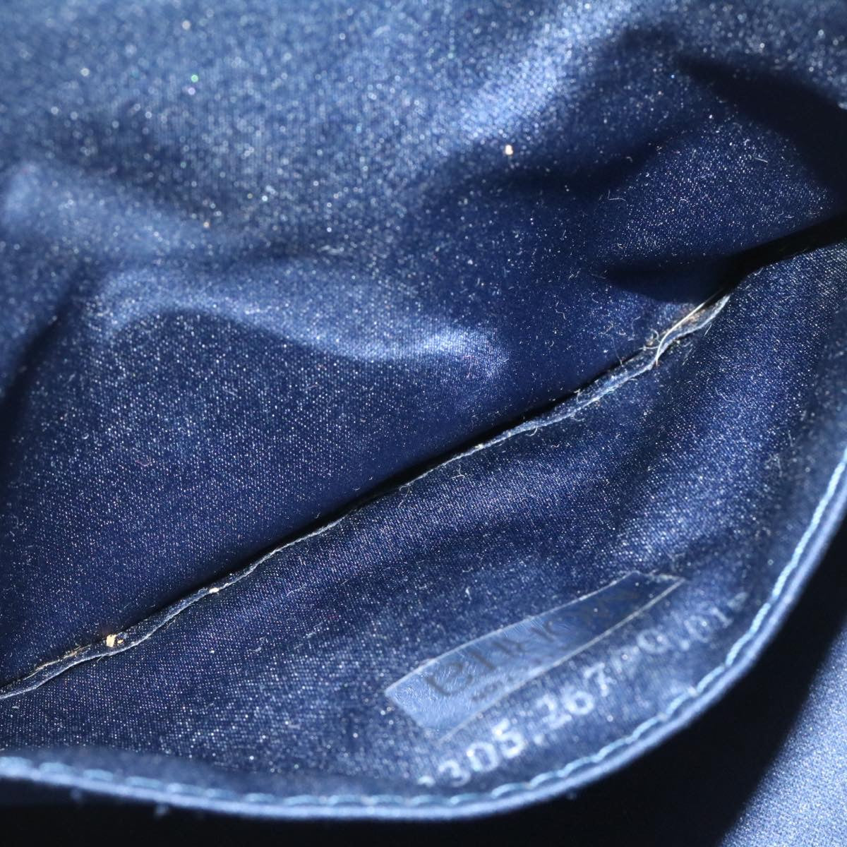 FENDI Zucchino Canvas Hand Bag Blue Navy Auth am1197g