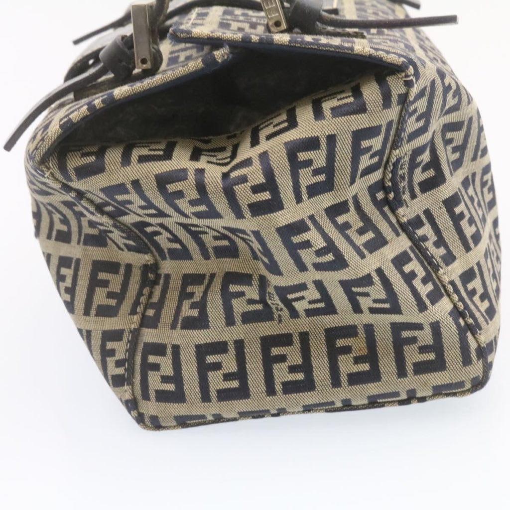 FENDI Zucchino Canvas Hand Bag Blue Navy Auth am1197g