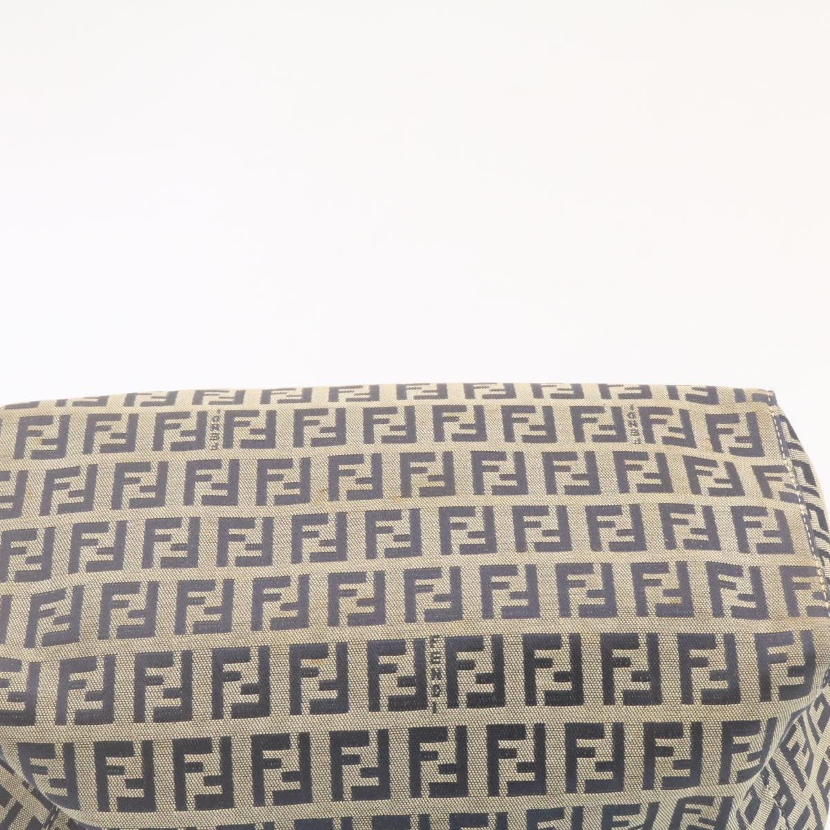 FENDI Zucchino Canvas Hand Bag Blue Navy Auth am1197g