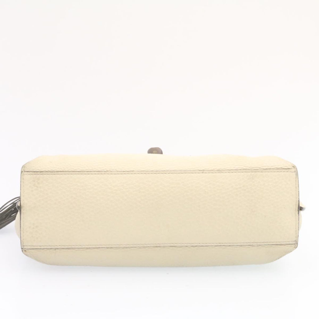 GUCCI Bamboo Turn Lock 2Way Hand Bag White Auth am1235g