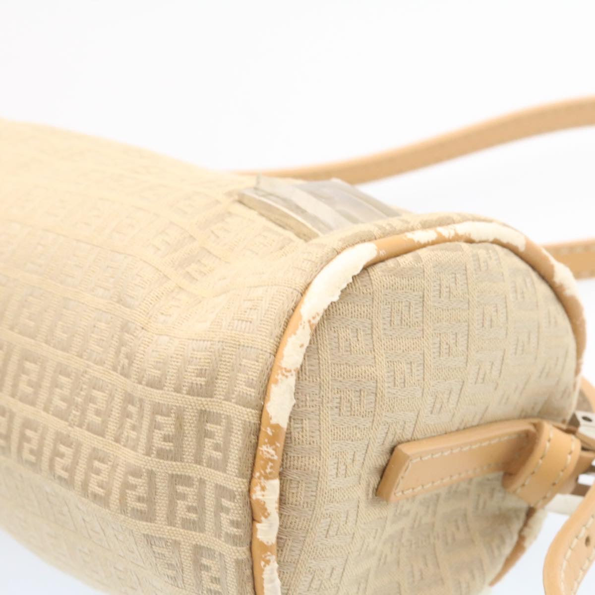 FENDI Micro Zucca Canvas Accessory Pouch Beige Auth am1285g