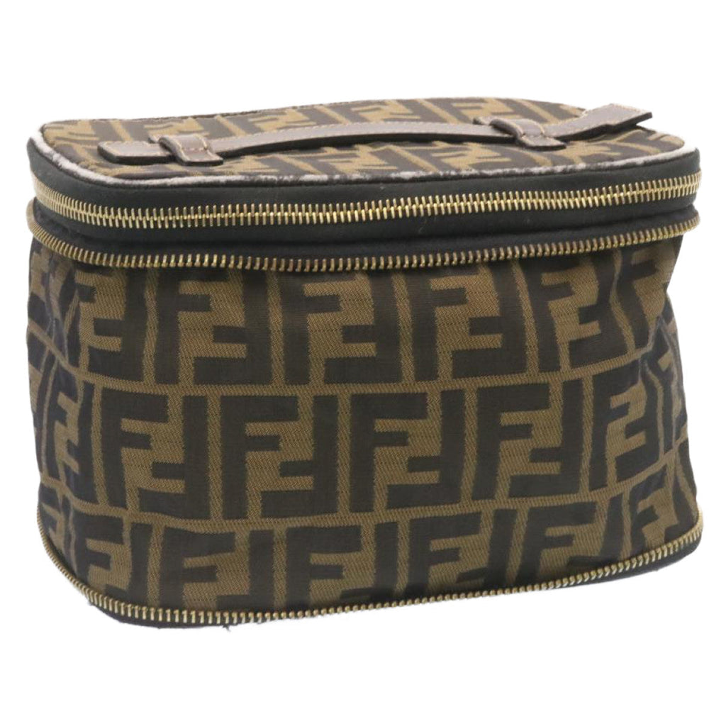 FENDI Zucca Canvas Vanity Cosmetics Pouch Brown Black  am1599g