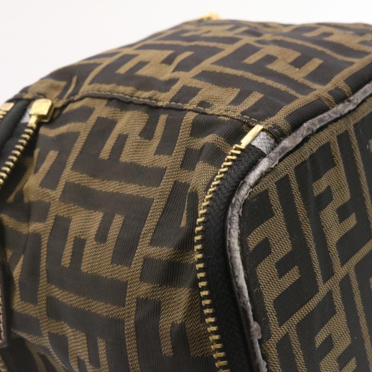 FENDI Zucca Canvas Vanity Cosmetics Pouch Brown Black  am1599g