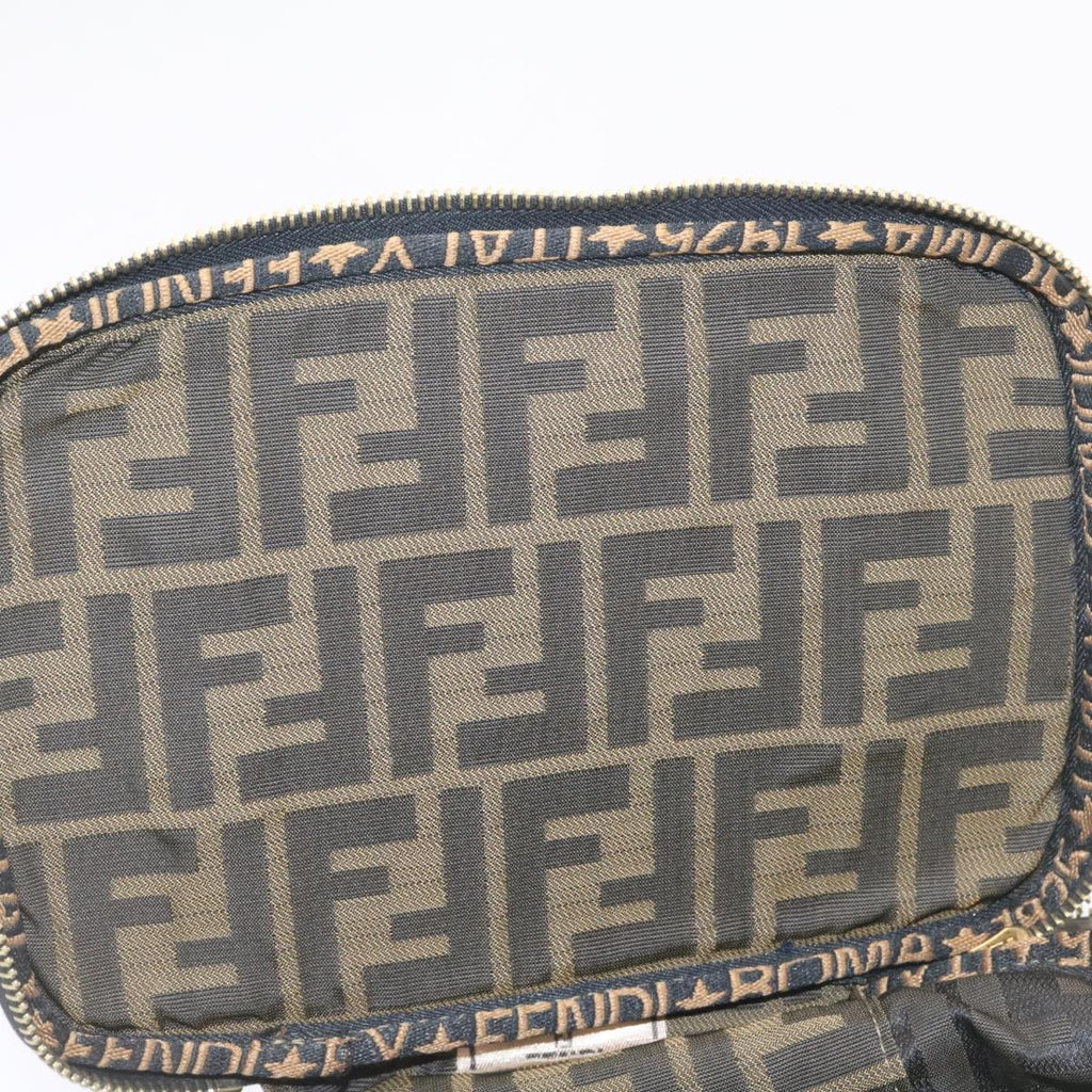 FENDI Zucca Canvas Vanity Cosmetics Pouch Brown Black  am1599g