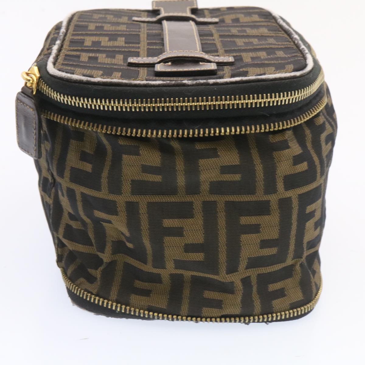 FENDI Zucca Canvas Vanity Cosmetics Pouch Brown Black  am1599g